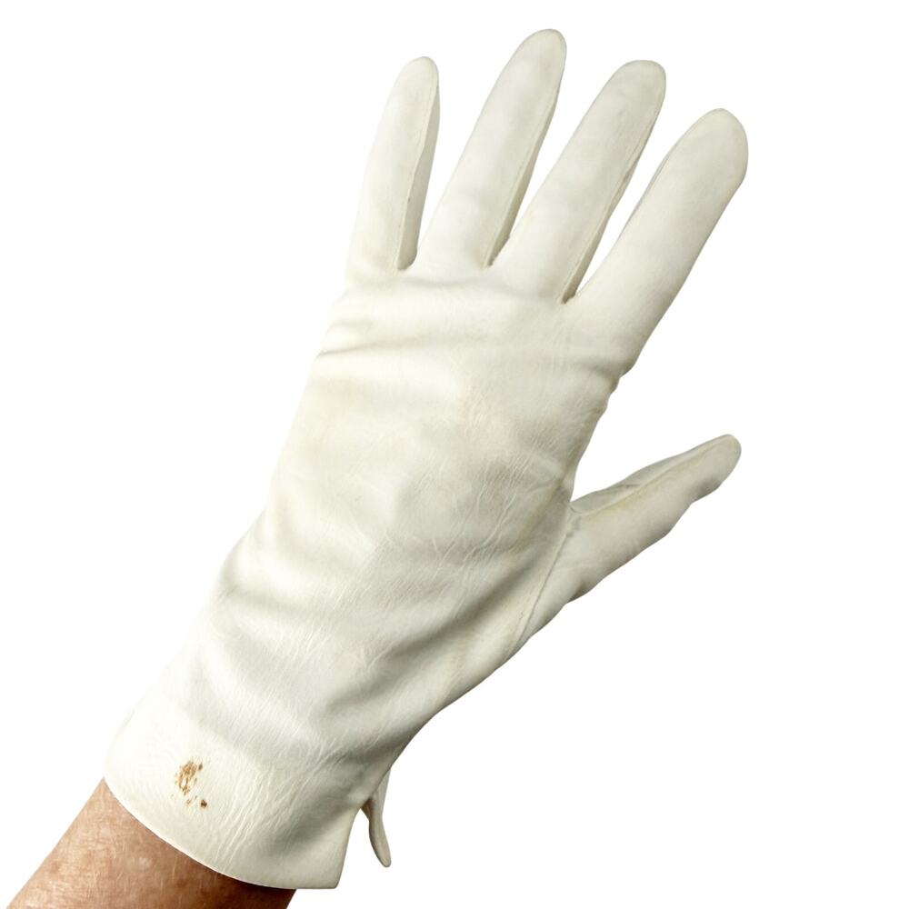 vintage Hansen white Analon Fashion Dress wrist Gloves women's 7.5 small medium